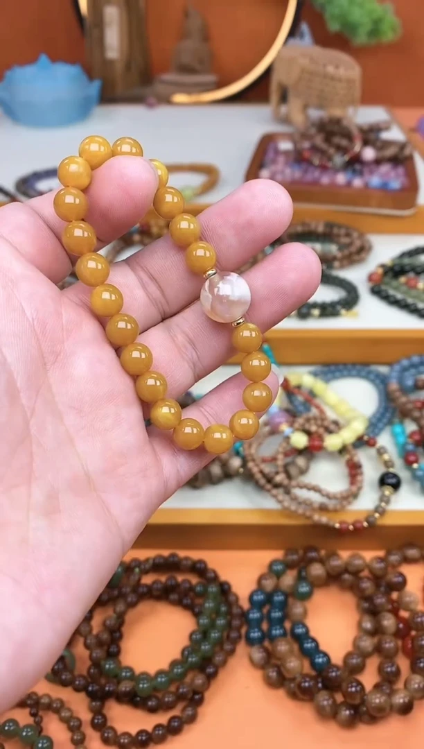 【闪购商品】蜜蜡手链未镶嵌单圈蜜蜡玛瑙手串