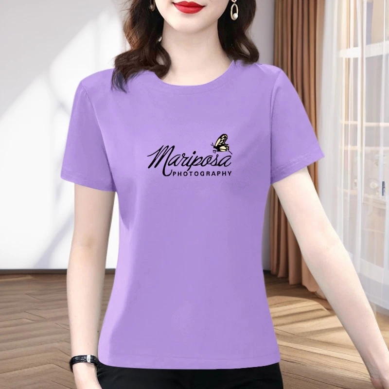 大码女装短袖纯棉T恤夏季胖mm圆领体恤显瘦洋气减龄百搭休闲上衣