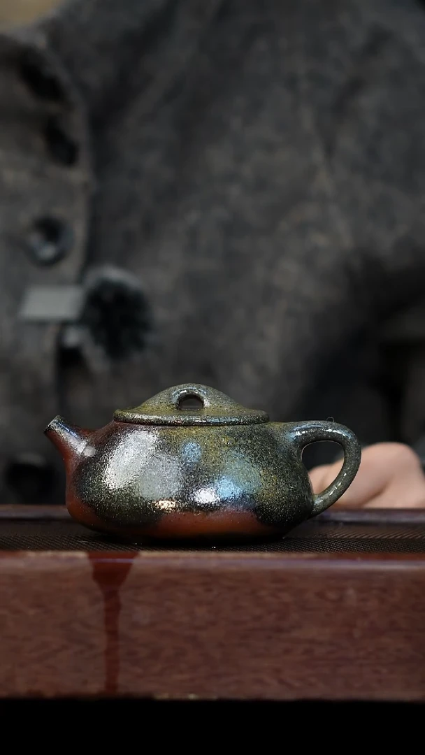 茶壶紫砂柴烧紫砂 石瓢200cc