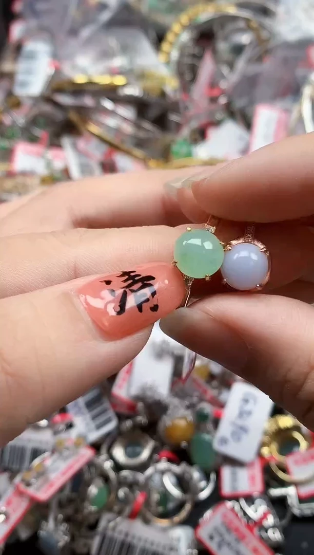 银S925镶嵌戒指翡翠天然A货缅甸翡翠