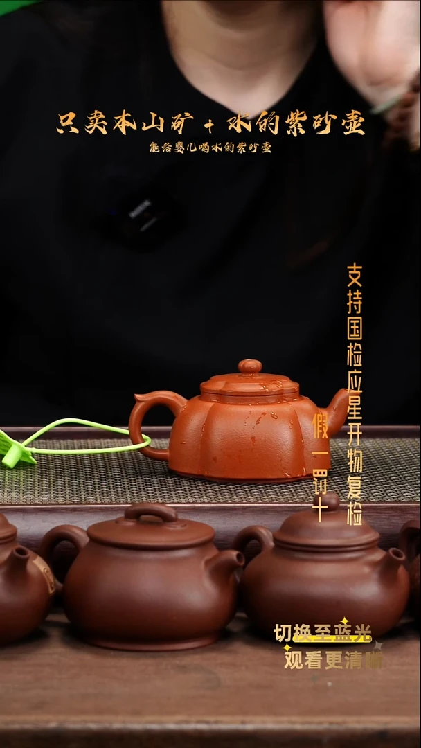 茶壶紫砂朱泥筋纹海棠