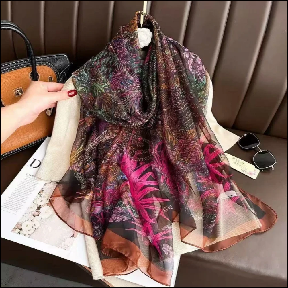 【紫美人 云锦纱长巾】180*130防晒女丝巾纱巾洋气时尚百搭春5月