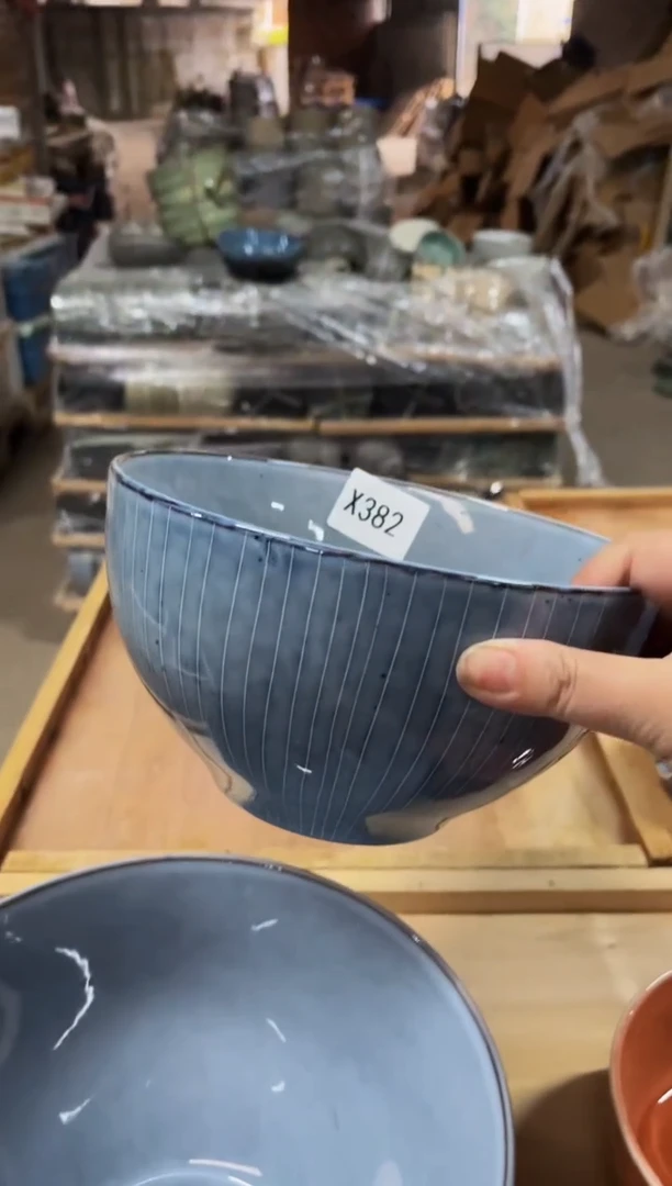 【闪购商品】碗X382  陶瓷线条窑变芝麻点碗一个