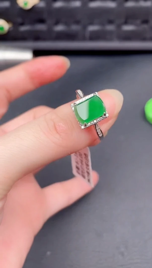 银S925镶嵌戒指翡翠天然a货翡翠202