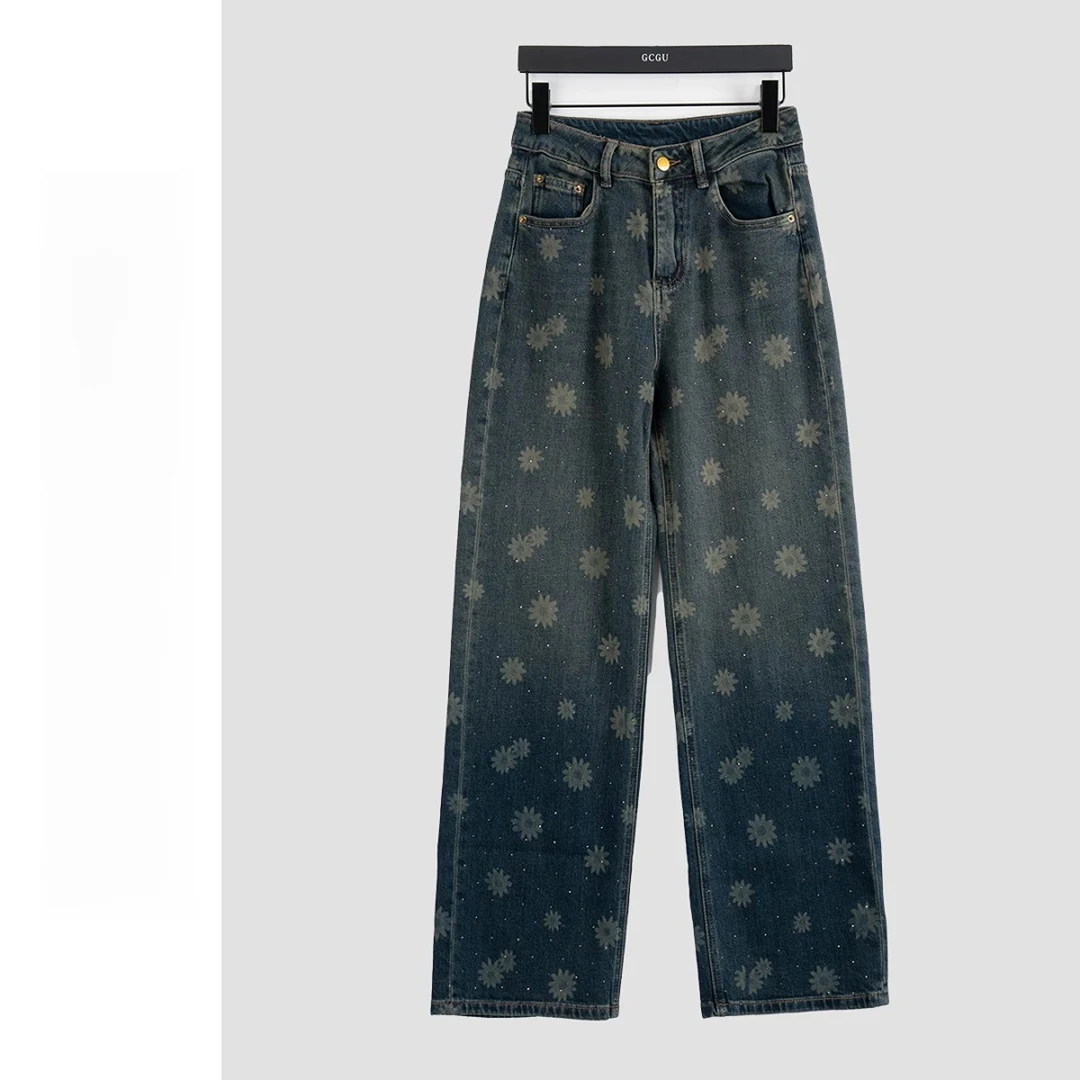 D30762南油爆款印花水洗牛仔裤