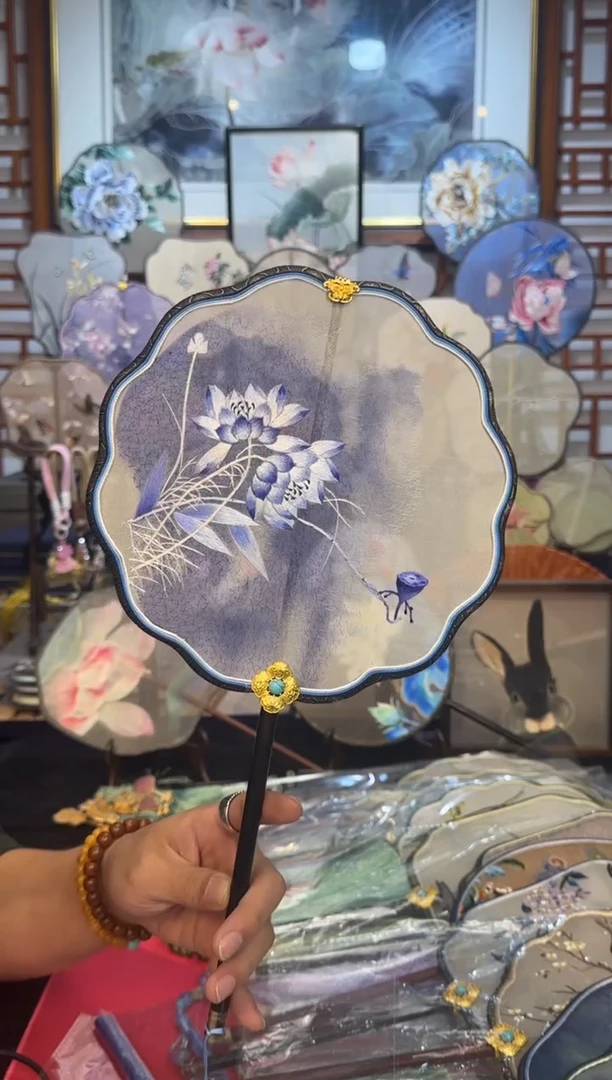 扇子纯手工苏绣团扇 买一送一