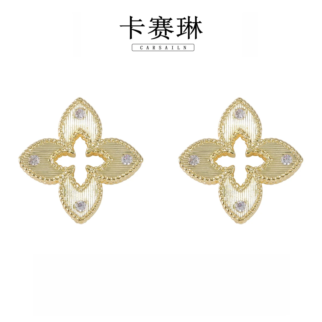 卡赛琳carsailn/ 镀K金 925银针 时尚百搭法式耳钉 2288