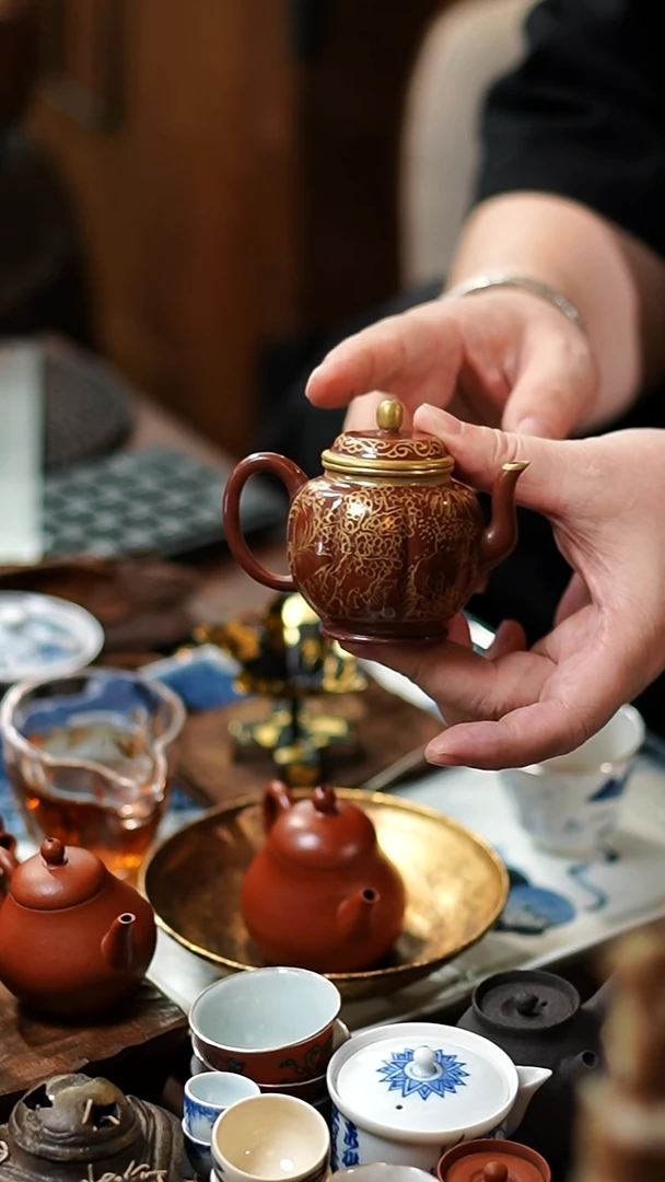 闪购42号 金绘茶壶功夫茶道具