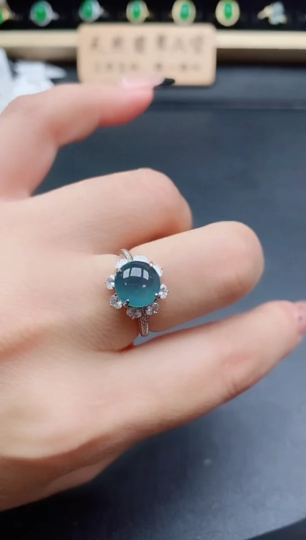 银S925镶嵌戒指翡翠1