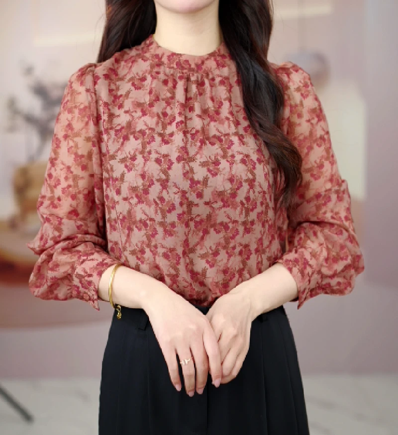 春意阑珊衬衫女2025新款高端设计感气质上衣洋气减龄小衫JA13