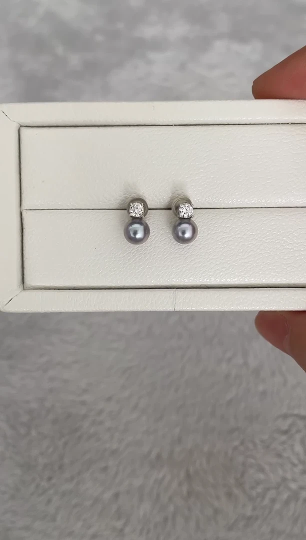 银S925镶嵌耳钉海水珍珠AK真多麻戴妃6.5-7mm