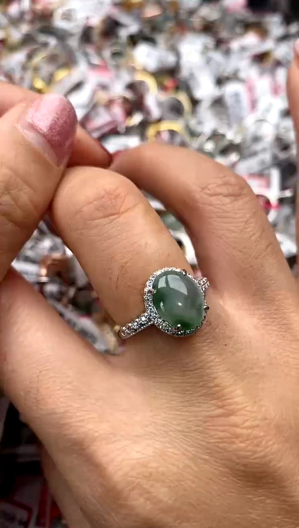 【闪购商品】翡翠戒指银S925镶嵌555555    10