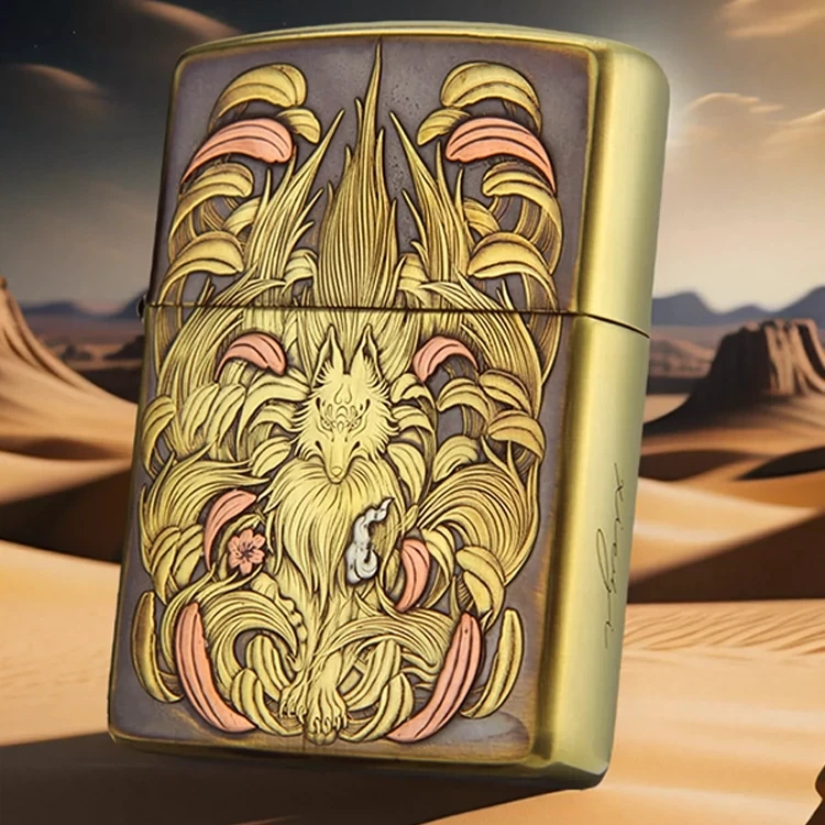 【CC】Zippo打火机铜盔甲紫铜镶嵌九尾狐二代-DY9912FD 27