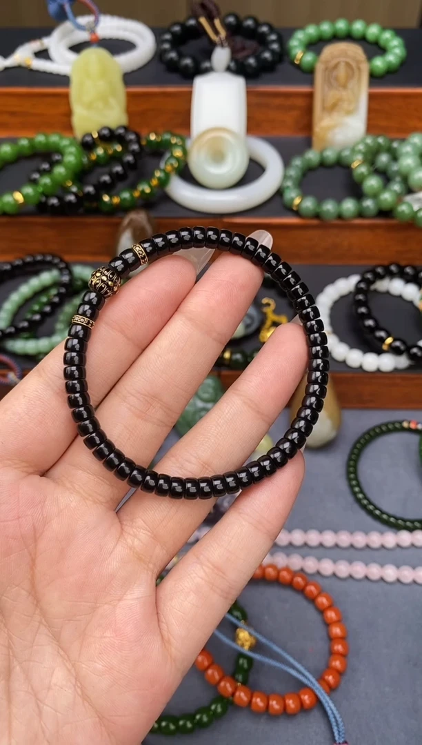 和田玉未镶嵌挂件格桑花药片手串