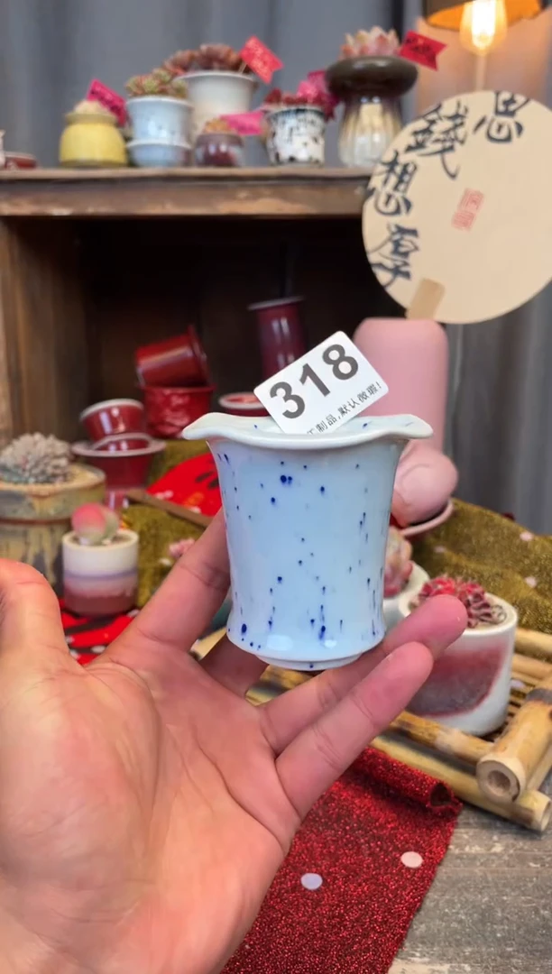 【闪购商品】摆件318景德镇手工花盆 默认微瑕