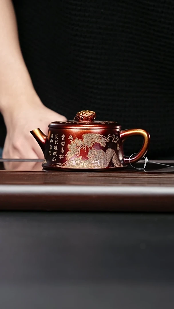 紫砂壶宜兴紫砂 柱础壶贝壳烧 郭伟
