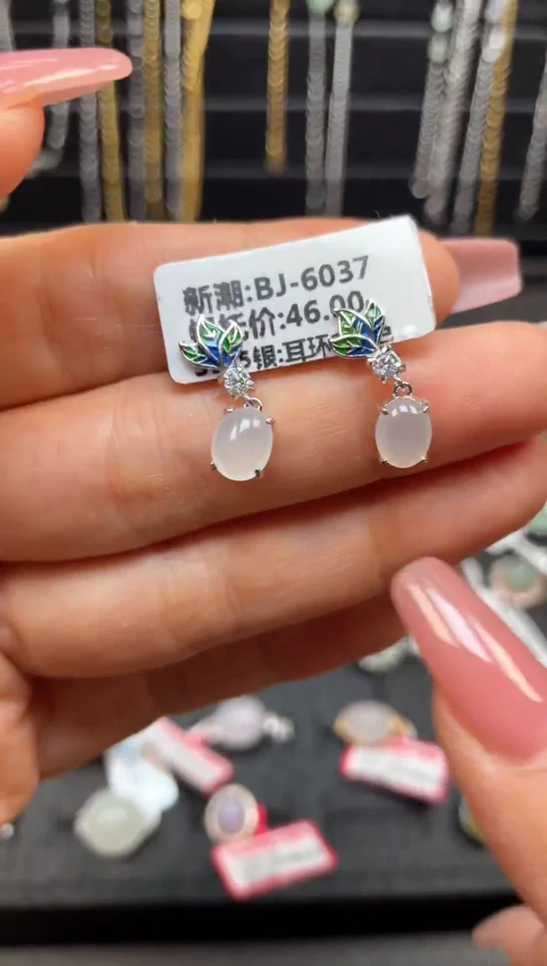 银S925镶嵌戒指翡翠天然翡翠A货