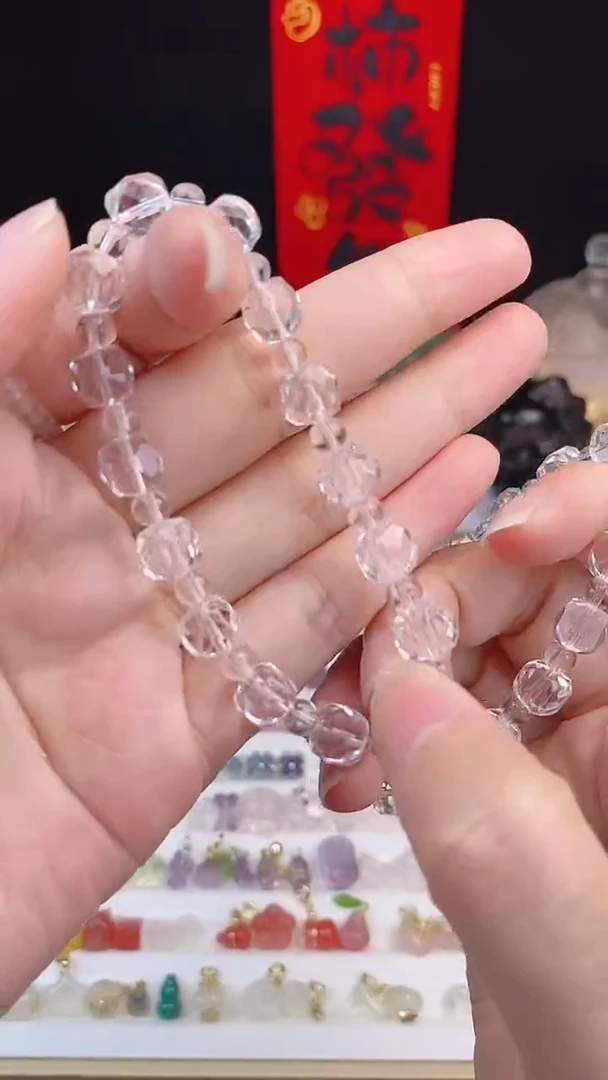 【闪购商品】水晶手串未镶嵌7mm白水晶方糖手串
