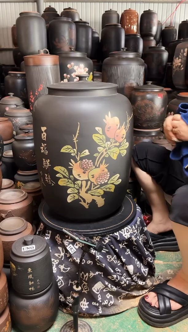 罐瑕疵茶缸高51cm 彩填  003