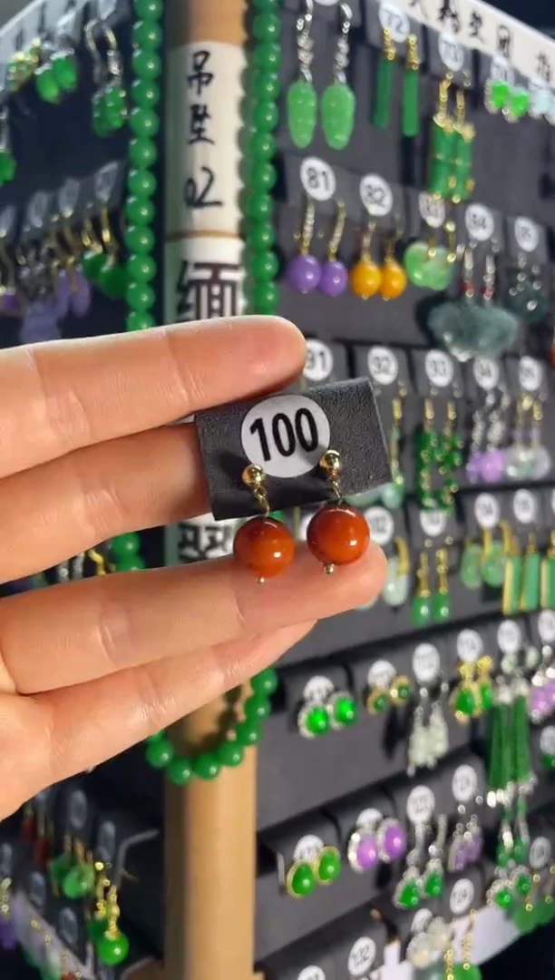 【闪购商品】南红玛瑙耳饰银S925镶嵌100