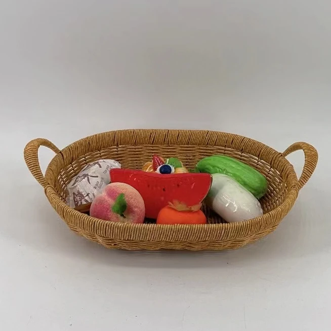 A13椭圆形双提手加固收纳篮纯手工编织42*27*10