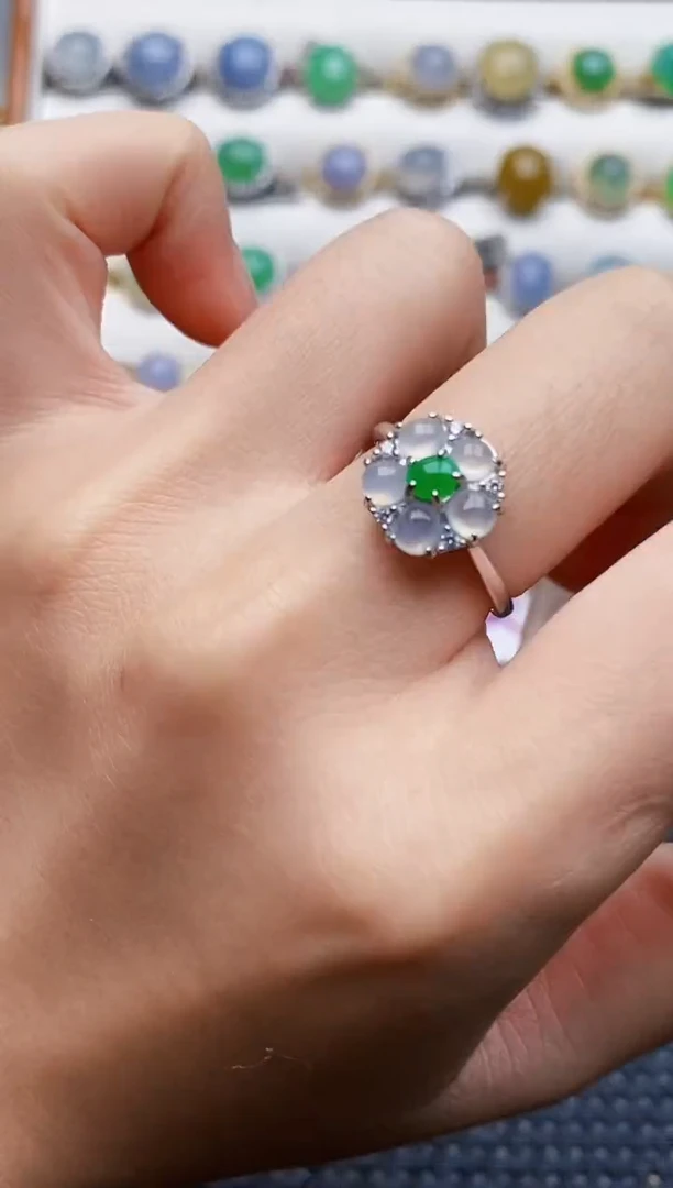 银S925镶嵌戒指翡翠2668