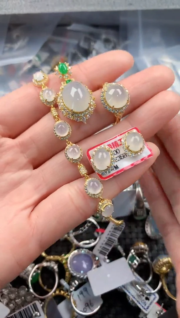 银S925镶嵌戒指翡翠444   8