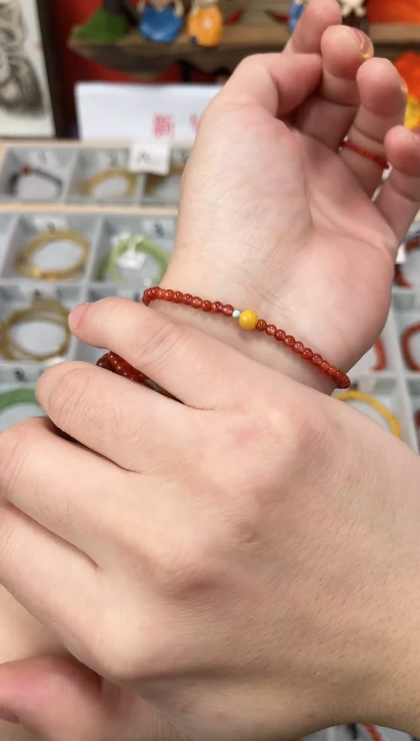 【闪购商品】南红玛瑙手串未镶嵌0.3南红单圈蜜蜡QF-A207