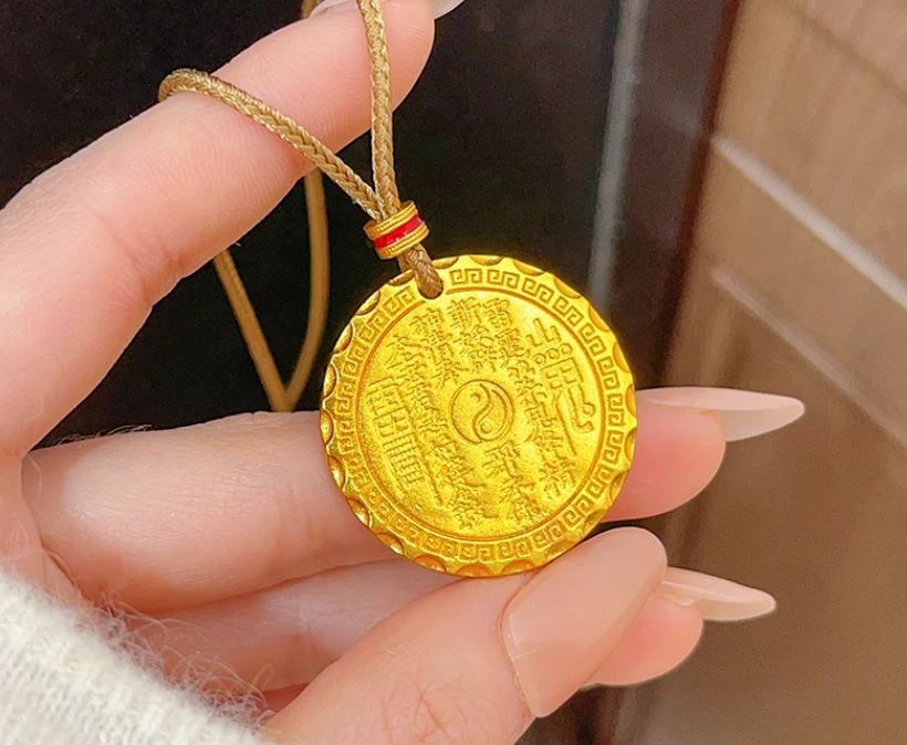 合金吊坠 山鬼花钱八卦錾刻吊坠时尚项链经典百搭编码11
