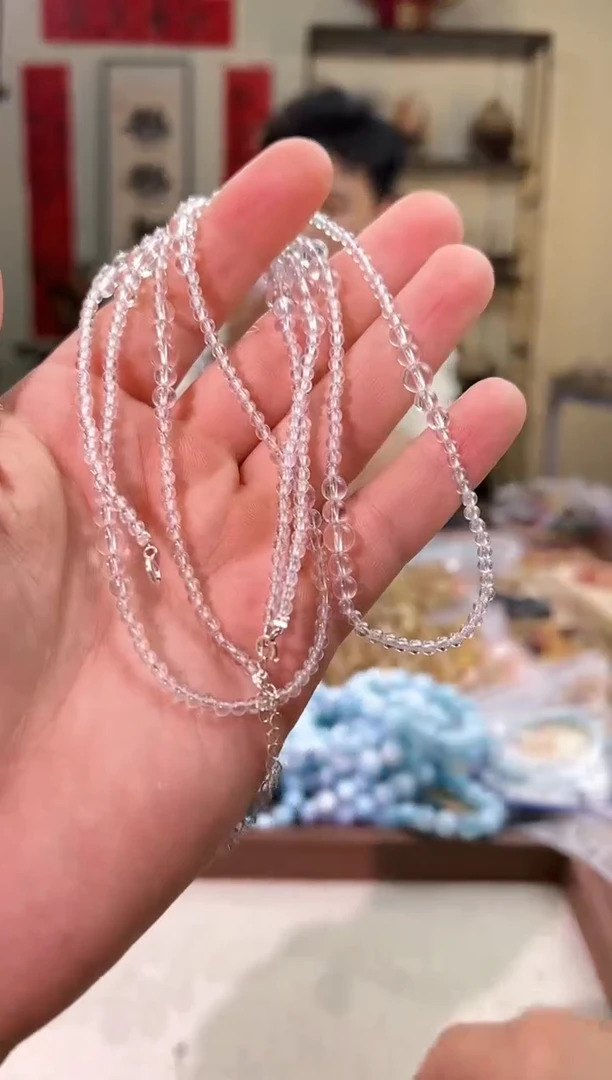 银S925镶嵌颈饰水晶白水泡泡珠链（多样性发其一）