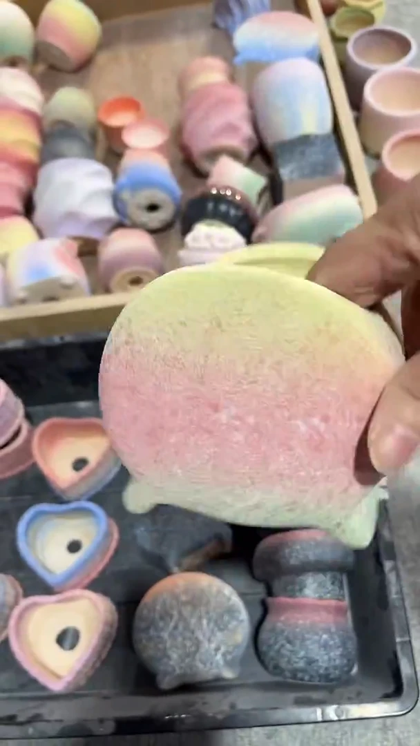 麦饭石粗套多肉花盆8*7*9