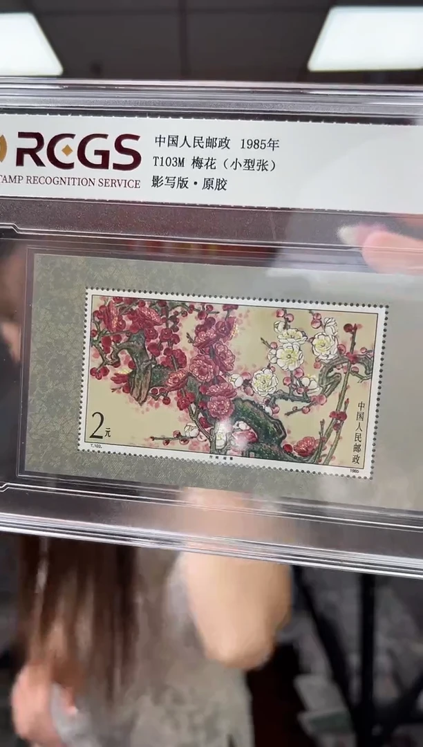 T103M 梅花 （小型张）邮票 原胶 精大盒 RCGS评级