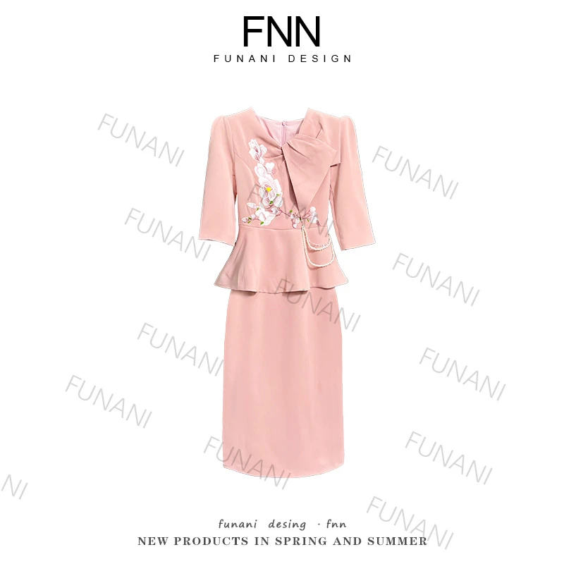 芙娜妮国内设计师品牌春季重工气质时尚感连衣裙潮N2320032