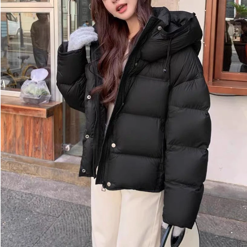 希媛-90白鹅绒云朵泡芙龟背短款羽绒服女2024冬季新款连帽面包服