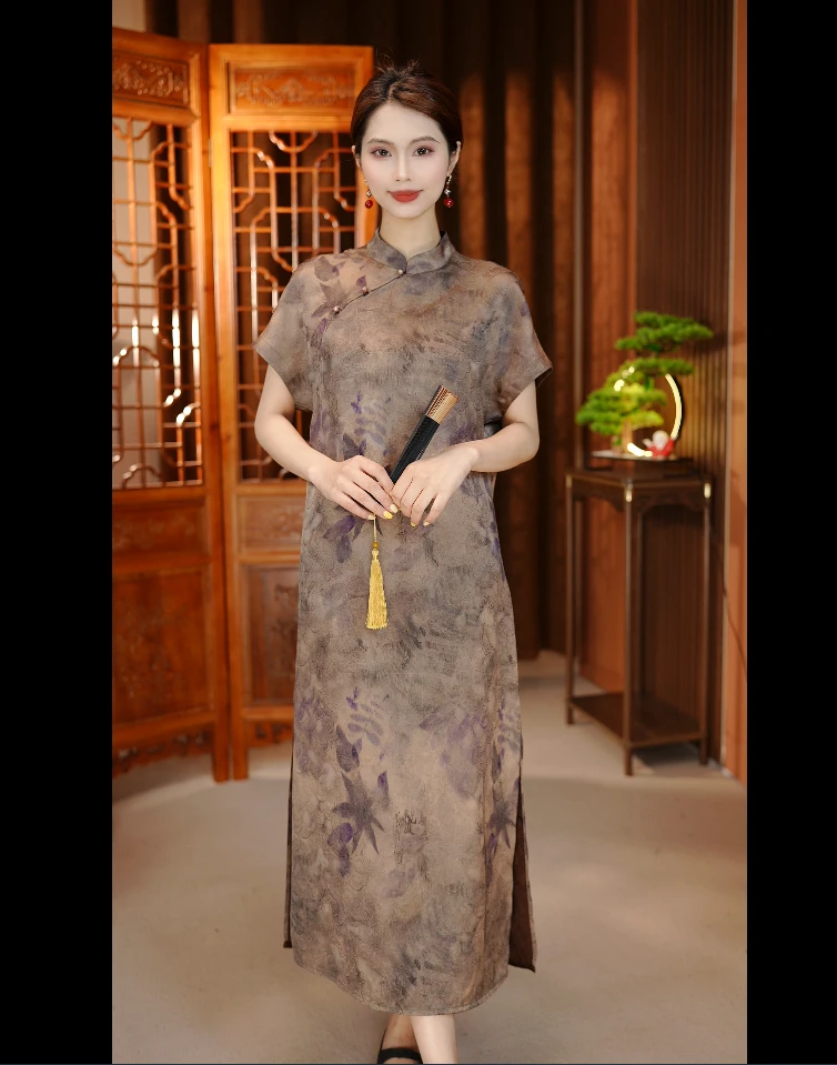 【如梦初醒】双面双穿经典荷花螺孔香云纱连衣裙