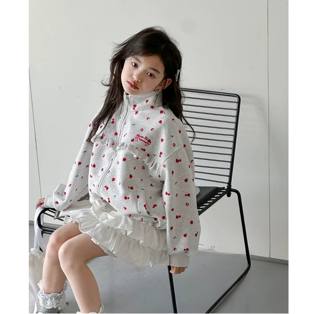 【haobaby】春款红苹果拉链立领卫衣6508