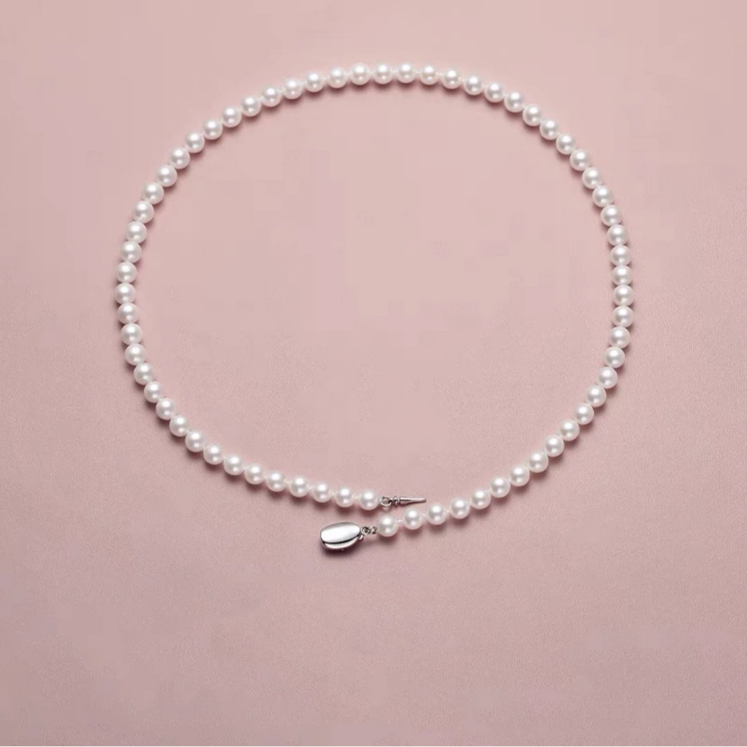 【重磅福利】淡水珍珠近圆妈妈链项链时尚百搭经典气质6-7mm/S925银