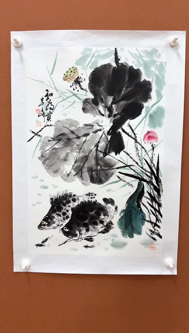 国画李文峰四尺三开写意花鸟