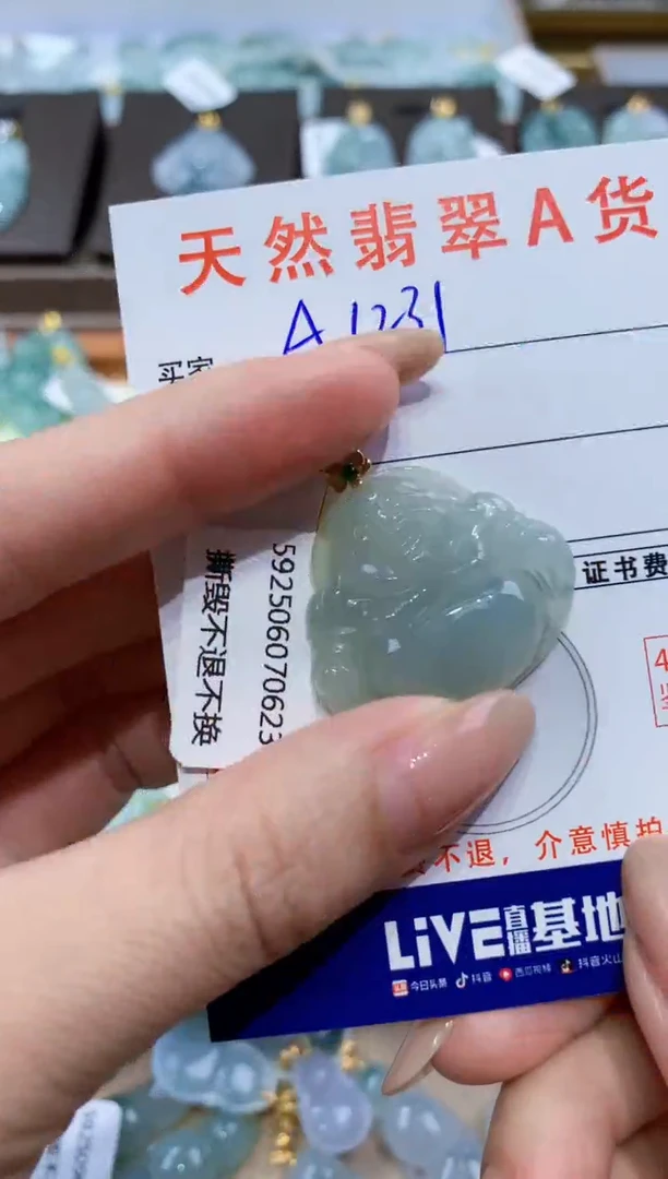 颈饰18K金镶嵌翡翠天然翡翠A货挂件