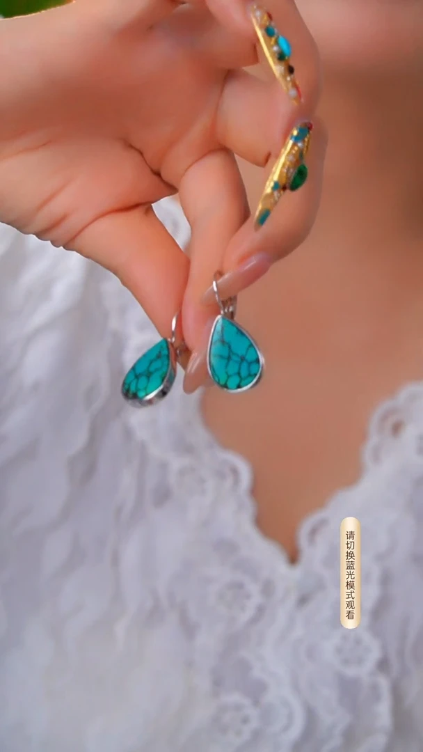 银S925镶嵌绿松石耳环多样性发一件
