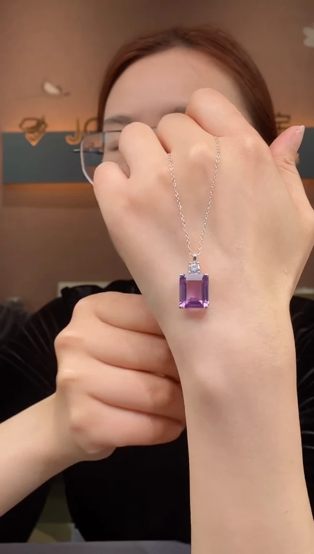 【闪购商品】紫晶吊坠银S925镶嵌紫晶吊坠