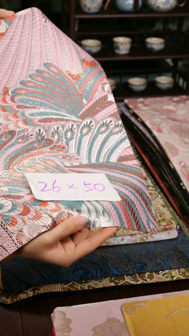 【孔雀翎单面】中国风干泡织锦茶席26*50