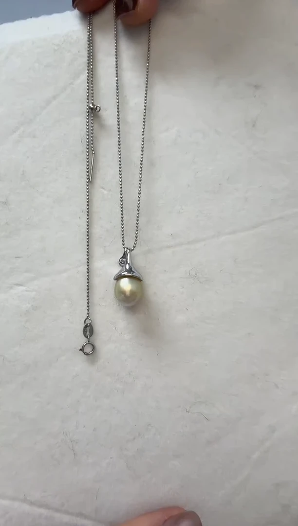 未镶嵌颈饰海水珍珠南洋金珠10.5mm+S925银一体链