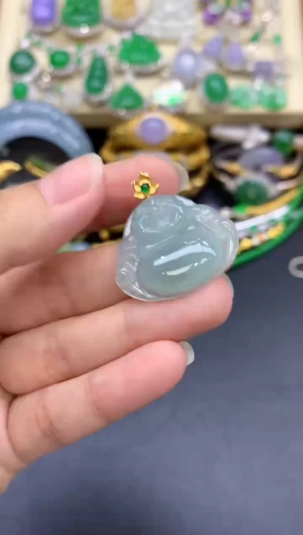 颈饰18K金镶嵌翡翠203-中国好珍宝