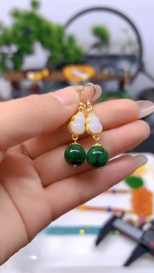 【闪购商品】翡翠耳饰14K金镶嵌耳饰E406