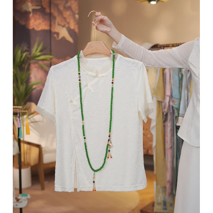 《 月初-短袖》新中式提花国风休闲百搭透气短袖上衣