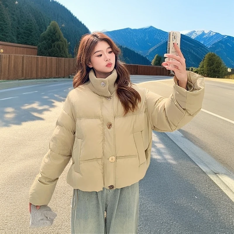 时尚小香风针织立领羽绒服女冬季2024新款感短款流行超好看爆款