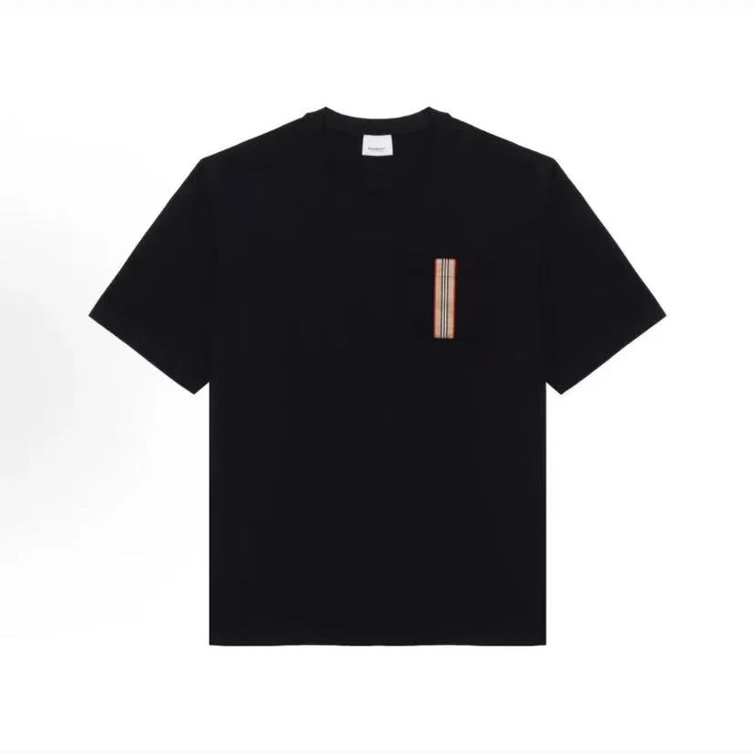 未使用 BURBERRY/博柏利 SS24 条纹徽标圆领短袖T恤