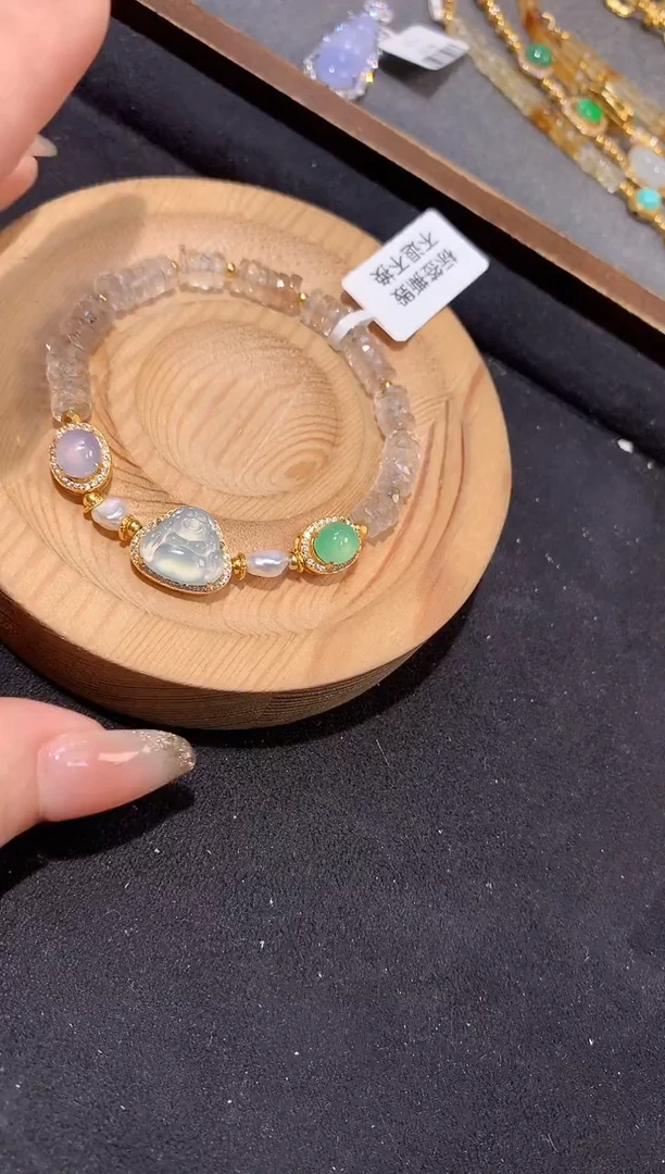银S925镶嵌手串翡翠手串