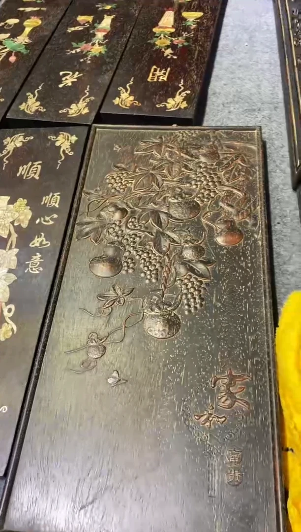 香榧木紫檀拆件雕刻板以直播间实物为准微瑕老物件